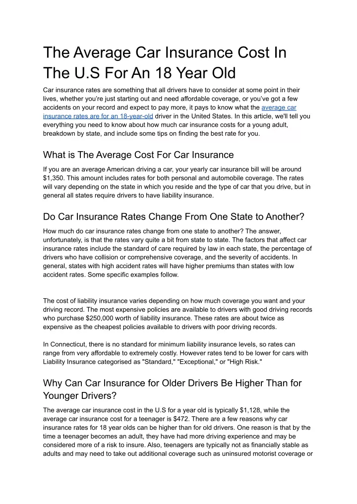 the average car insurance cost
