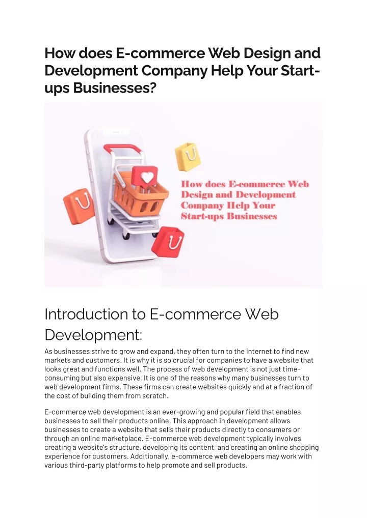 how does e commerce web design and development