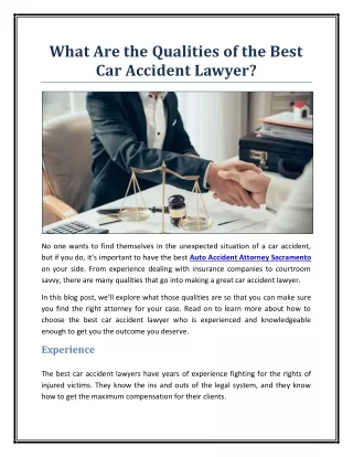 What Are the Qualities of the Best Car Accident Lawyer