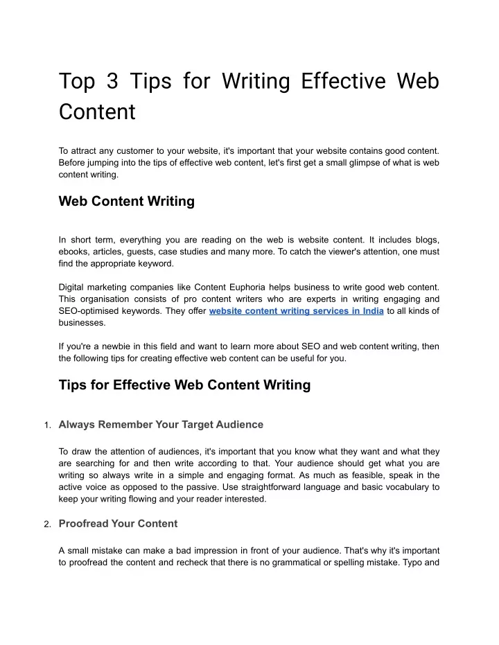 top 3 tips for writing effective web content