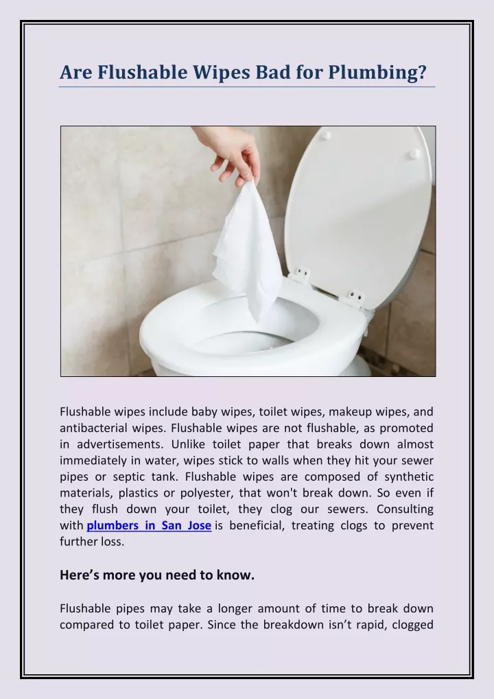 are flushable wipes bad for plumbing