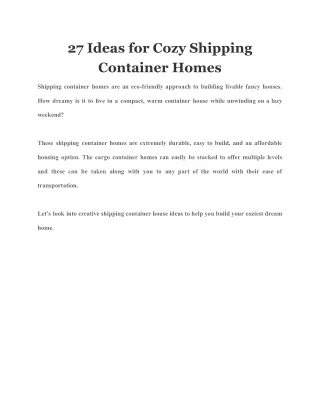 27 ideas for cozy shipping container homes