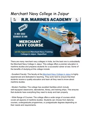 Merchant Navy College in Jaipurs