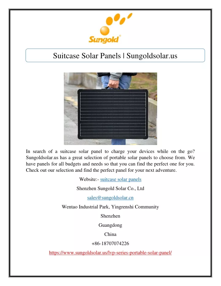 suitcase solar panels sungoldsolar us