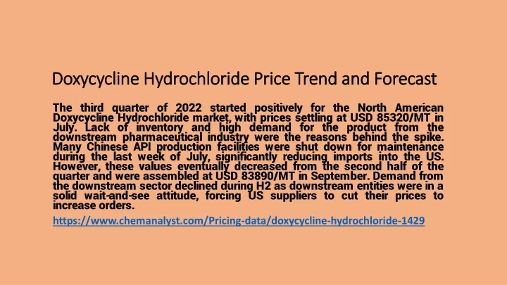 doxycycline hydrochloride price trend and forecast