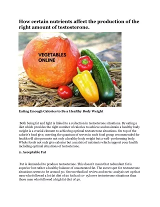 how certain nutrients affect the production