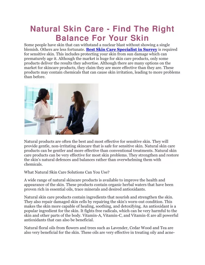 natural skin care find the right balance for your