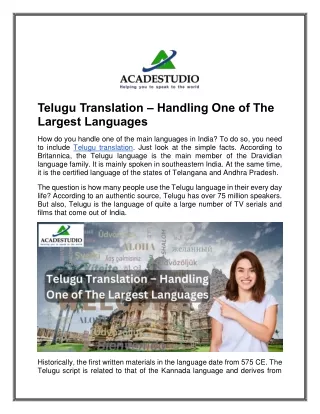 telugu translation handling one of the largest