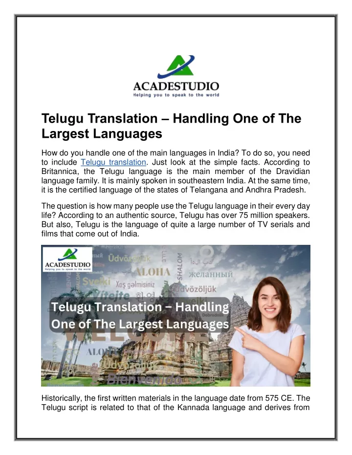 telugu translation handling one of the largest
