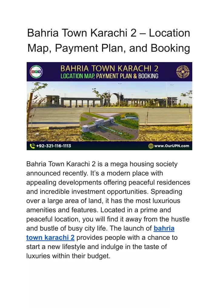 bahria town karachi 2 location map payment plan