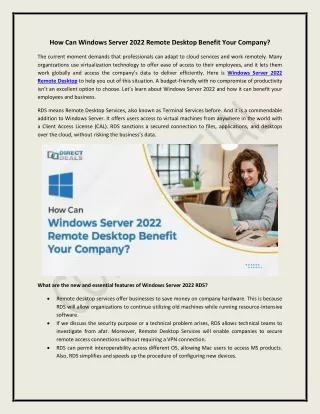 how can windows server 2022 remote desktop