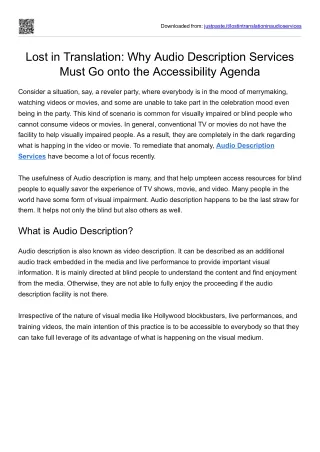 Lost in Translation: Why Audio Description Services Must Go onto the Accessibili
