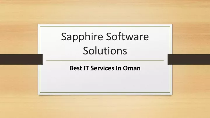 sapphire software solutions