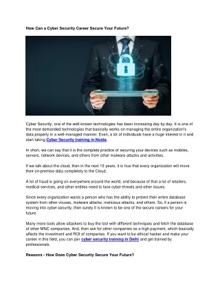 how can a cyber security career secure your future