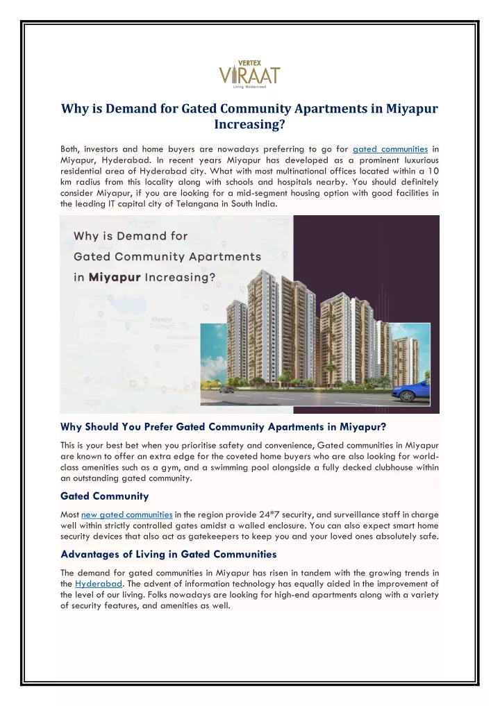 why is demand for gated community apartments