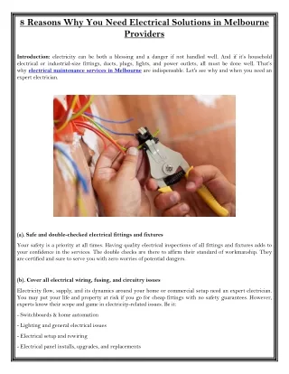 8 reasons why you need electrical solutions