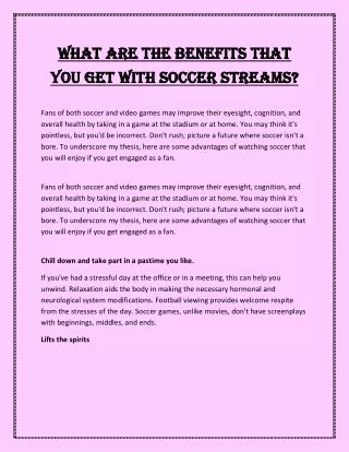What are the benefits that you get with soccer streams?