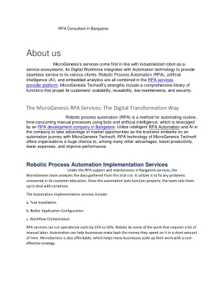 rpa consultant in bangalore about us microgenesis