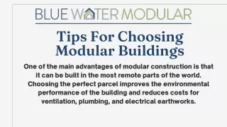 Tips For Choosing Modular Buildings