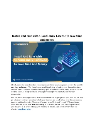 Install and rule with CloudLinux License to save time and money