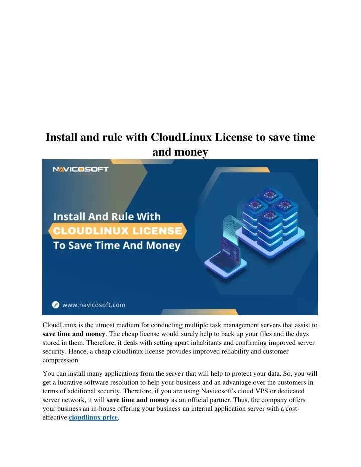 install and rule with cloudlinux license to save