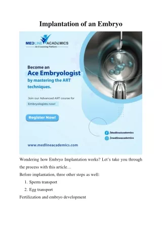 implantation of an embryo