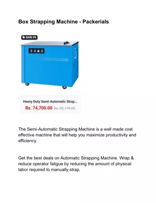 Box Strapping Machine - Packerials