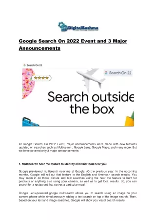 Google Search On 2022 Event and 3 Major Announcements