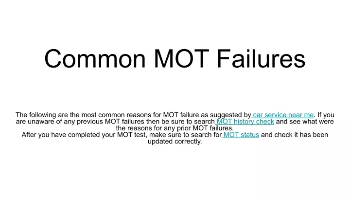 common mot failures