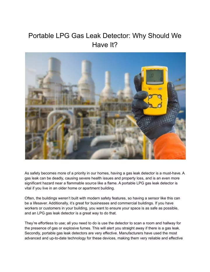 portable lpg gas leak detector why should we have