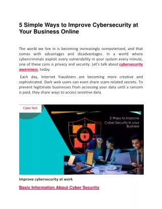 5 simple ways to improve cybersecurity at your