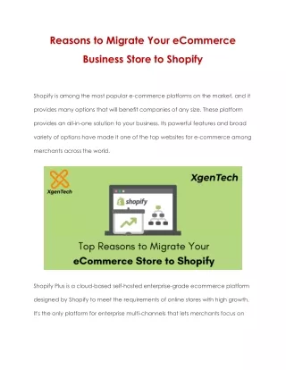 Reasons to Migrate Your eCommerce Business Store to Shopify