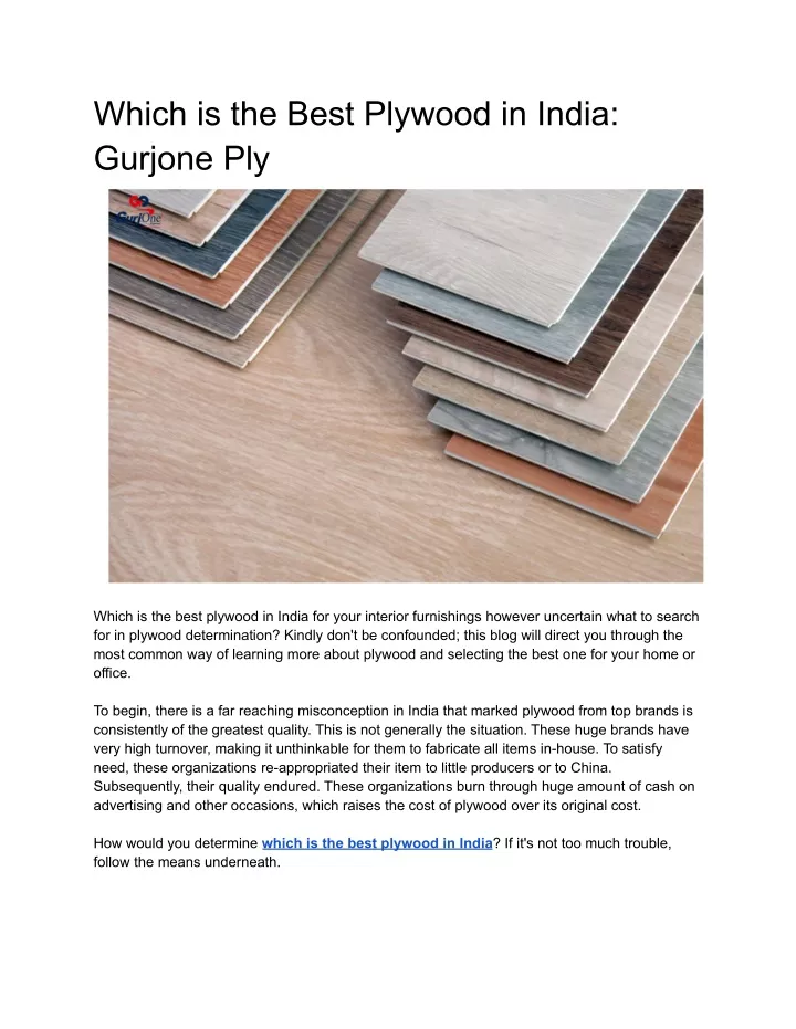 which is the best plywood in india gurjone ply