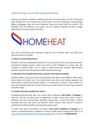 Important Things to Know When Buying A New Boiler!