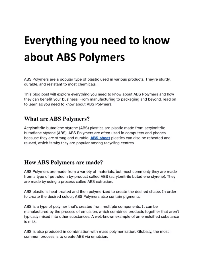 everything you need to know about abs polymers