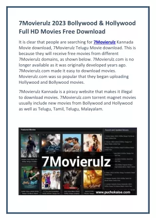 7Movierulz 2023 Latest HD Movies  Download For Free