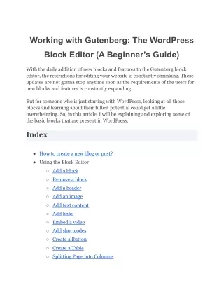 Working with Gutenberg - The WordPress Block Editor (A Beginner’s Guide)