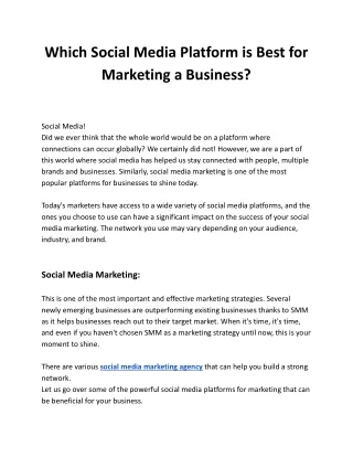 Which Social Media Platform is Best for Marketing a Business