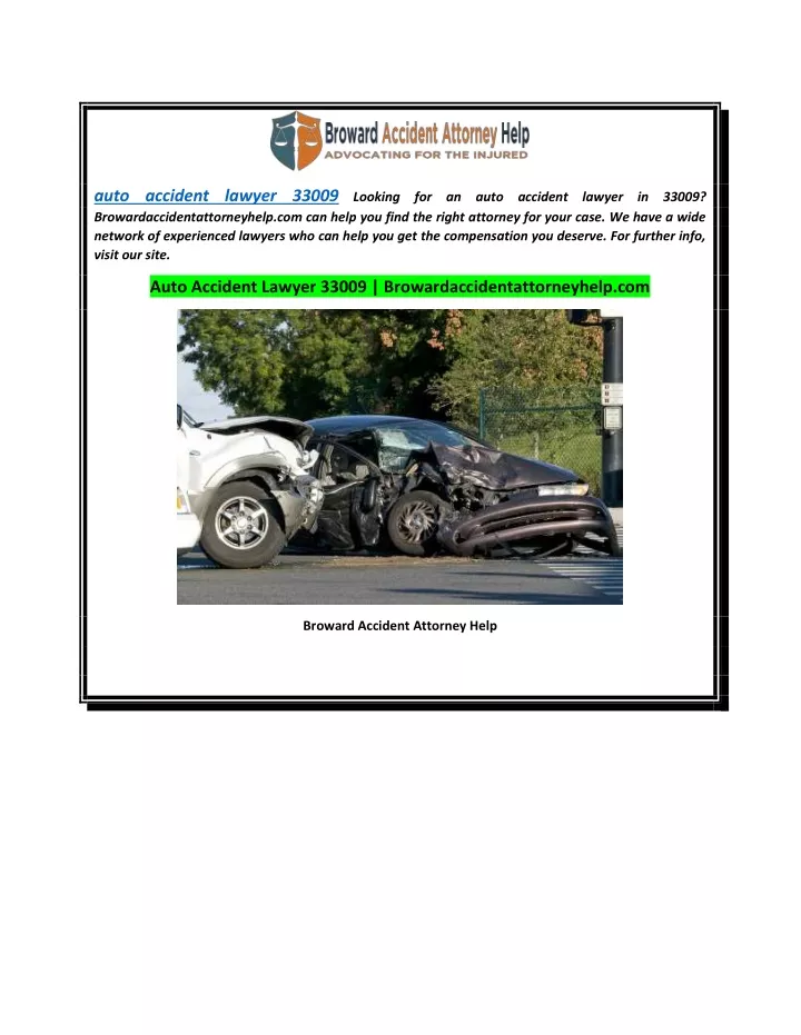 auto accident lawyer 33009 looking for an auto