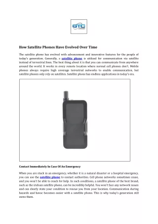 How Satellite Phones Have Evolved Over Time