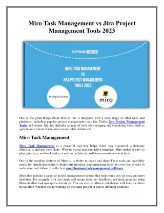 miro task management vs jira project management