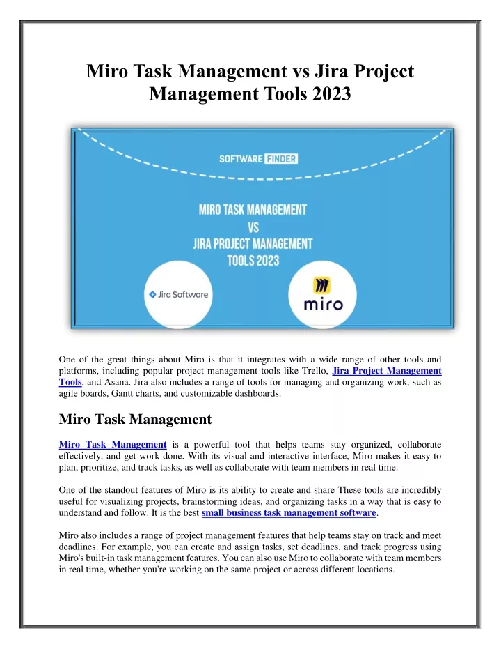 miro task management vs jira project management