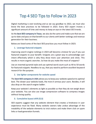 Top 4 Important SEO Tips for Higher Rankings in 2023