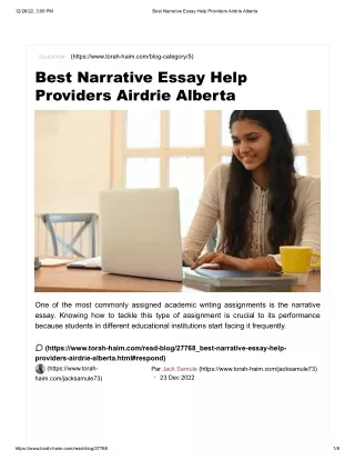 Best Narrative Essay Help Providers Airdrie Alberta