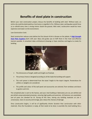 Benefits of steel plate in