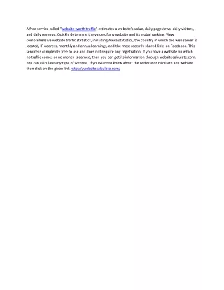 a free service called website worth traffic