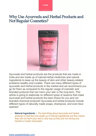 Why Use Ayurveda and Herbal Products and Not Regular Cosmetics?