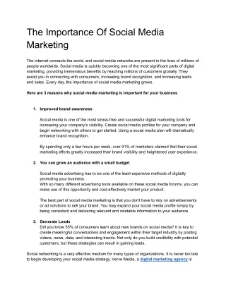 The Importance Of Social Media Marketing