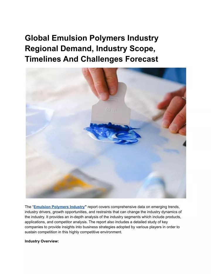 global emulsion polymers industry regional demand