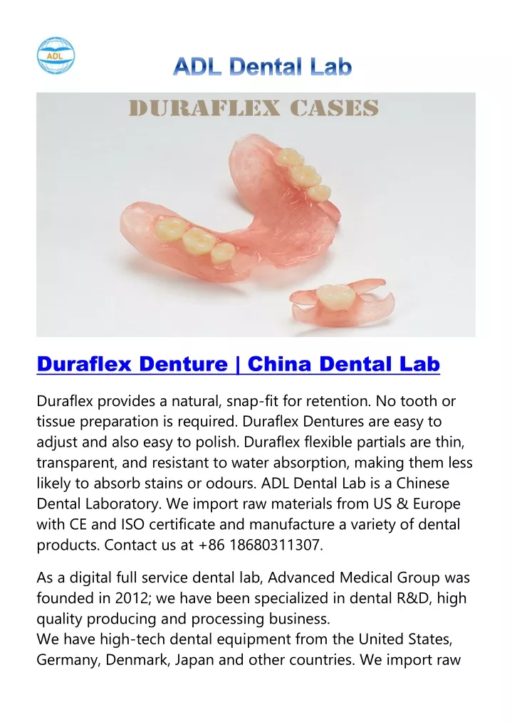 duraflex denture china dental lab